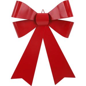 SIQITECHNO Metal Christmas Red Bow Wall Decoration Hanging Xmas Red Bow for Wreath Christmas Tree Topper Ornaments Outdoor Indoor Christmas Decorations for Party Front Door Porch Home
