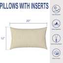 Outdoor Lumbar Pillows, Water Repellent Cushion Pillows 12x20 Inch, Outdoor Pillows with Inserts for Home Garden, Pack of 2, Stripe Beige