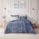 Intelligent Design Queen Comforter Set, Velvet Comforter Set , Luxury Diamond Quilting Comforter Set, Fluffy Comforter Bed Set with Decorative Pillowand 2 Shams, 4 Piece Blue, Full/Queen