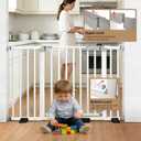 29.9-46" Wide Baby Gate for Door & Stair Safety Gate for Baby Dogs and Pets with 3 Extensions Adjustable Steel Barrier for Doorways and Hallways Easy Install White
