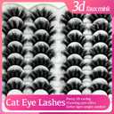 etokdos Mink Lashes Fluffy 20mm Long Dramatic Lashes Pack 25mm Big Lash Strips Volume Faux Mink Thick Eyelashes D Curl False Eyelashes Bulk