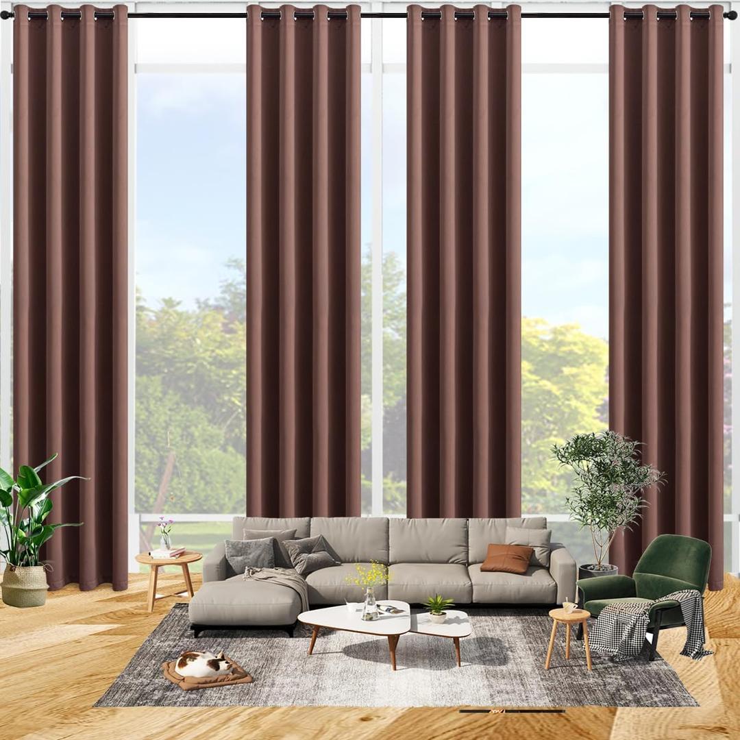 Qiseca Extra Long Curtains High Ceiling Drapes 16Ft for Living Room, Tall Windows Custom Made 2 Story Blackout Curtains for High Living Room Bedroom Loft Theater W52xL192 Inches Long 1 Panel, Brown