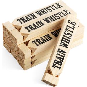 Wooden Train Whistles (Pack of 12) - Wood Train Whistle for Kids, Train Party Favors, Theme Birthday Decorations, Noisemakers, Goodie Bag Filler, Small Game Prizes, Stocking Stuffers