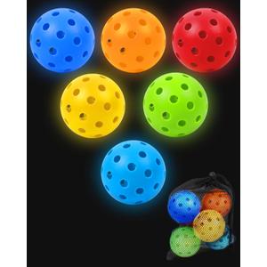 HOTWIND 6 Pack Glow in The Dark Backyard Golf Balls 3" Replacement Practice Balls with Storage Bag Fun Night Golfing Gift for Men Women Family Outdoor Party Play
