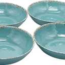Gourmet Art Crackle 8.1" Melamine Salad and Pasta Bowls - Aquamarine 32 oz Set of 4