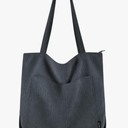 Prite Corduroy Tote Bag for Women Large Shoulder Bag with Zipper and Pockets for College Work Travel Shopping