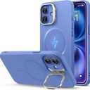 ESR for iPhone 16 Case, Camera Control Button Silicone Case with Stand, Compatible with MagSafe, Built-in Camera Stash Stand, Magnetic Phone Case, Cloud Series, Ultramarine