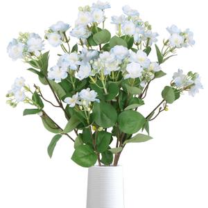 IPOPU Light Blue Forsythia Artificial Flowers for Decoration 6pcs Fake Winter Jasmine Plant Silk Flowers for Wedding Table Centerpiece Garden Living Room Home Decor(Light Blue)