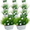 8 Set 162 Pcs Golf Party Table Decorations Sport Themed Party Centerpieces Includes 8 Metal Bucket 24 Mini Golf 120 Artificial Grass 8 Flags and 2Flower Mud for Sport Birthday Decor(Square)