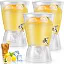 Tioncy 3 Pcs Acrylic Beverage Dispenser with Spigot 2.7 Gallon/ 10 l Clear Drink Water Dispenser Countertop with Detachable Base Iced Juice Container Unbreakable for Wedding Party