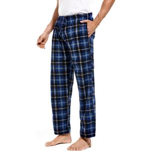 DG Hill 1Pack or 3Pack Mens PJ Pajama Pants Bottoms Fleece Lounge Pants Sleepwear Plaid PJs with Pockets Microfleece (Large, 1pack-blue Plaid)