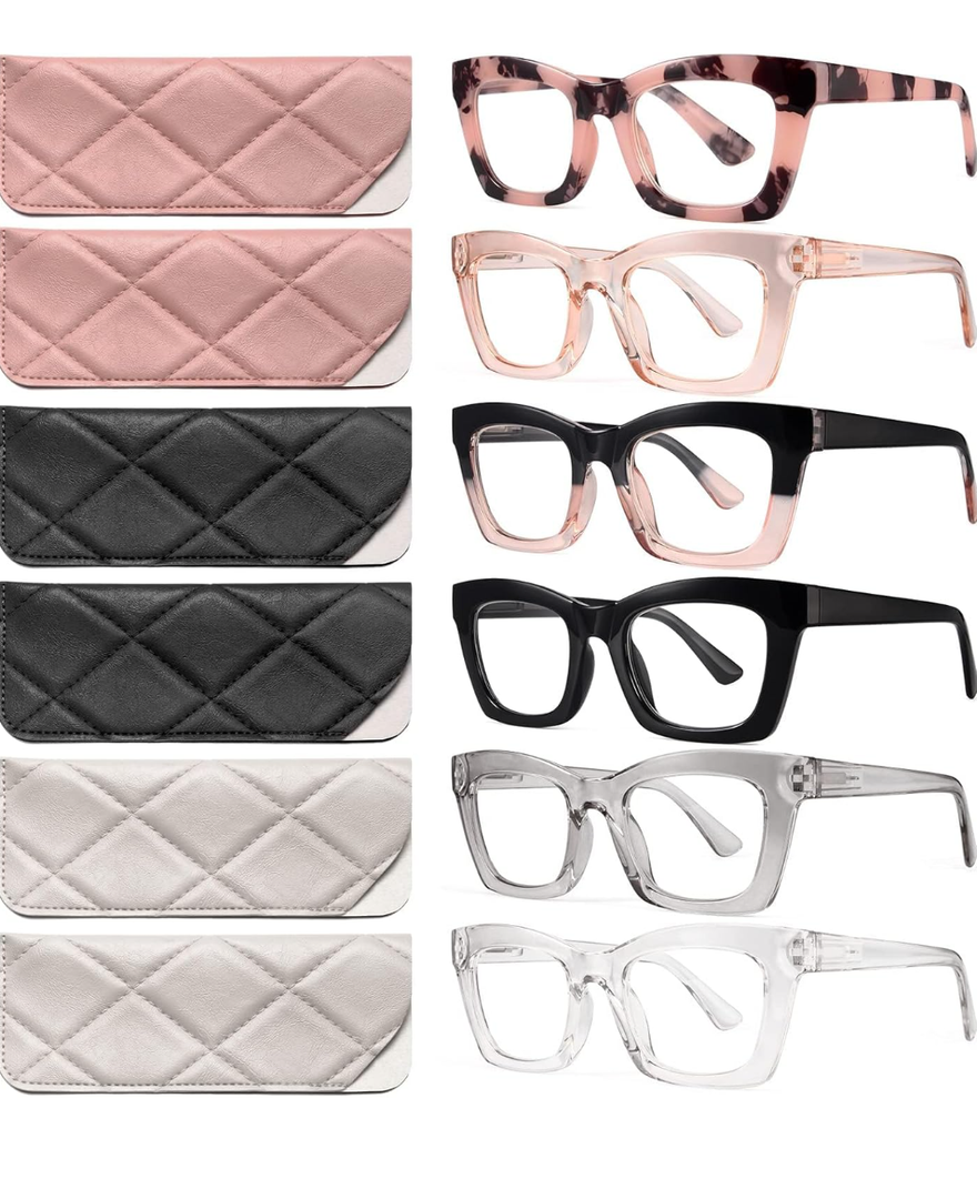 CCVOO 6 Pack Oprah Reading Glasses for Women, Eyeglasses, Blue Light Readers for Women, Computer Eye Glasses, Cheaters, +1.25