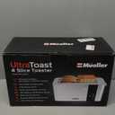 Mueller UltraToast Full Stainless Steel Toaster 4 Slice, Long Extra-Wide Slots for Bagels and Waffles, 6 Browning Levels, LED Display, Cancel/Defrost/Reheat Functions & Removable Tray, Kitchen Gadgets