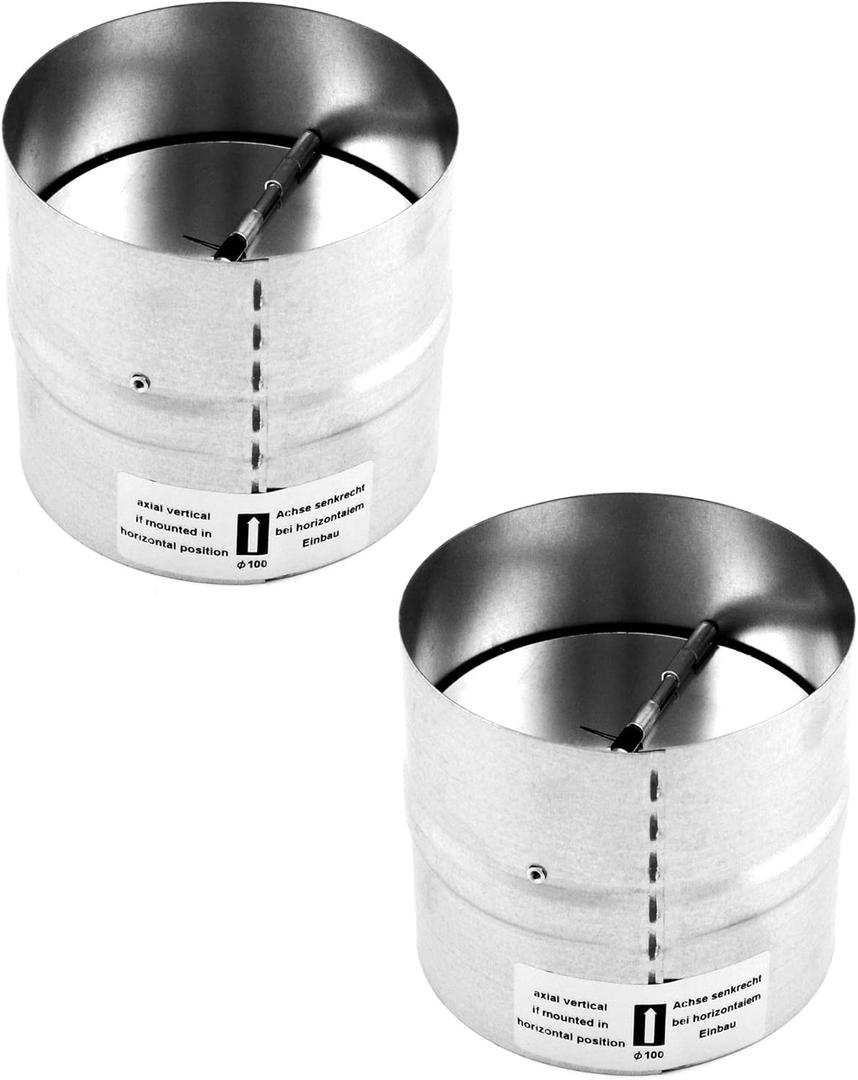 QWORK Draft Blocker 4 Inch Damper Stopper Duct Damper Backflow Preventer Inline Built-in Fan Vent Ventilation Vent Deflector, 2 Pack