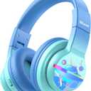 iClever BTH12 Kids Bluetooth Headphones,Colorful LED Lights,74/85dBA Safe Volume,85H Playtime,Fast Charging,Bluetooth 5.2,Over Ear Kids Headphones Wireles for iPad/Tablet/Airplane,Gradient Blue