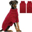 ASENKU Knitted Dog Sweater, Pullover Big Thermal Dog Winter Sweater, Turtleneck Doggy Sweaters for Large Medium Dogs Boy Girl,Warm Pet Sweatshirt for Labrador,Golden Retriever,2XL (Red)