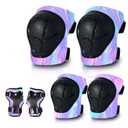 Gradient Color Kids Protective Gear Set Knee Pads for Ki 2-14 Years, W/ Adjustable Strap Kids/Youth Knee Pads Elbow Pads Wrist Guards Set for Inline Roller Skates, Cycling, BMX Bike, Skateboard, Scooter (Medium(6+Years))