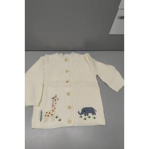 Baby Toddler Boy Girl Knit Sweater Cardigan, 100% Cotton, Animal Embroidery (US, Age, 4 Years, 5 Years, Apricot)
