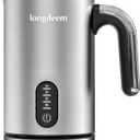 LONGDEEM Milk Frother, 4 in 1 Electric Milk Foamer with Cold & Hot Froth for Latte Cappuccino Automatic Coffee Foam Maker, Stainless Steel, 10 oz/5 oz, Non Stick Coating with Auto Shutoff, Silver (Compact)
