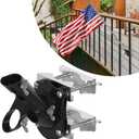 BUJ No-Drill Flag Pole Holder for Railing - Versatile Mount for Porch, Fence Rail, and Apartment Balcony - Fits 1" Flagpole - Two Installation Angles (45 & 90) (Black)