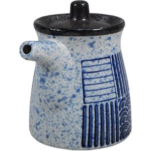 Amosfun Ceramic Oil Dispenser Vinegar Jar with Lids - Japanese Style Soy Sauce Dispenser Sushi Sauce Container for Home Kitchen Restaurant 3.93 x 3.34 x 2.75 Inches