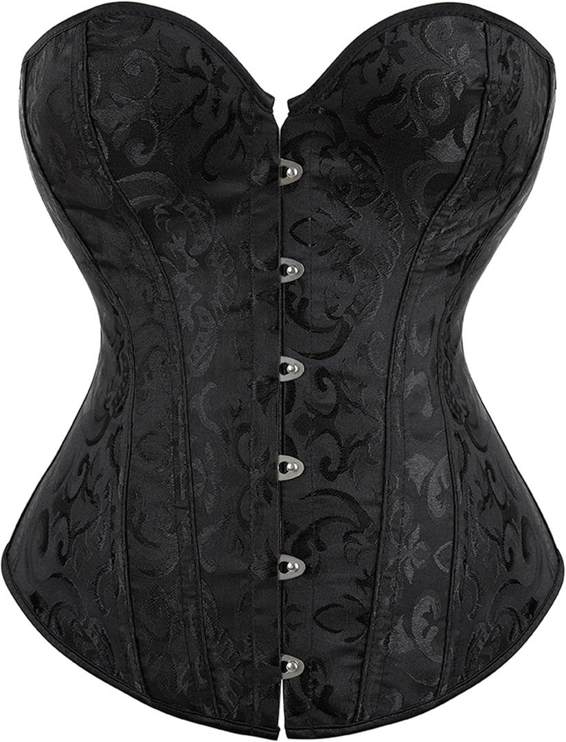 Alivila.Y Fashion Womens Vintage Floral Denim Overbust Corset Bustier Top (X-Large)