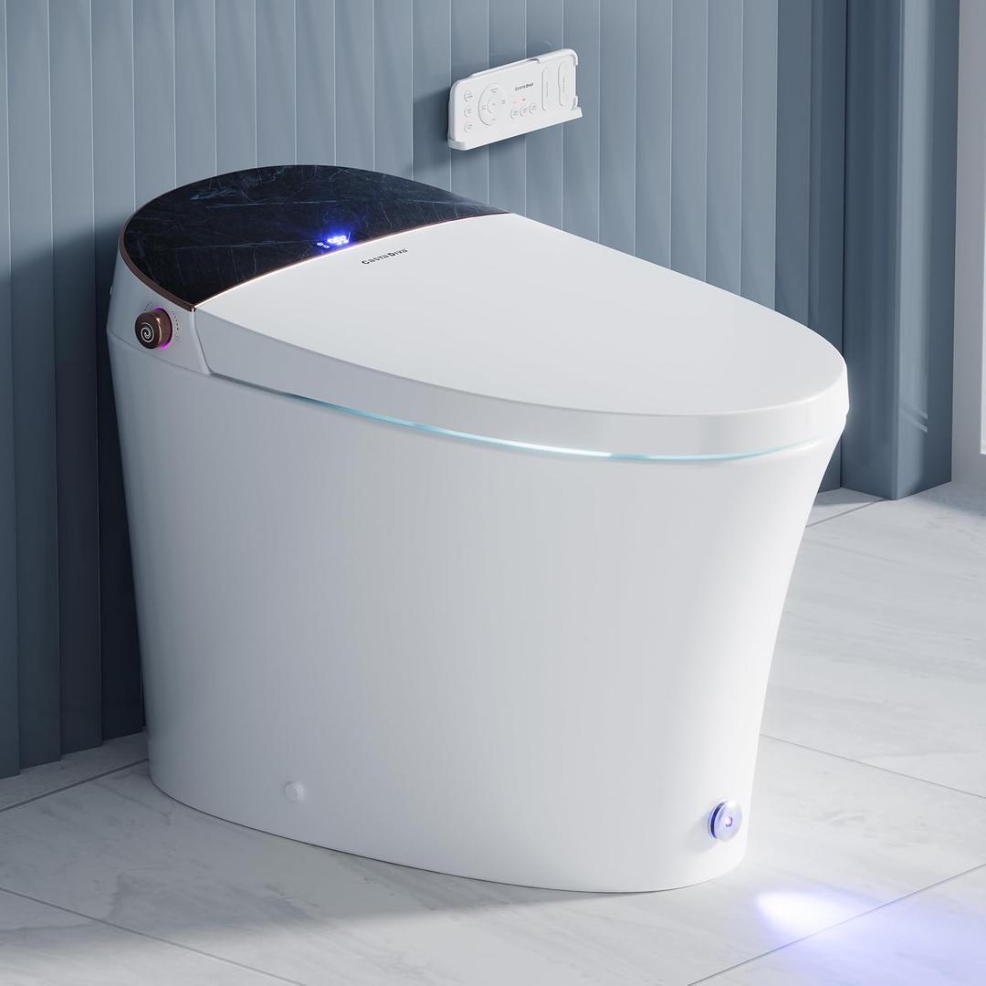 Casta Diva Smart Toilet with Tank, Foam Dispenser, Soft-Close Lid, Foot Kick & Off-seat Auto Flush, Heated Seat, Warm Water & Dryer, Blackout Flush, 1.06 GPF Digital Display with Remote(CD-Y010L)