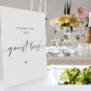 Please Sign Our Guest Book Sign for Wedding, Wedding Decorations for Reception, 8 X 11" Wooden Table with Stand, Bridal Shower for Reception