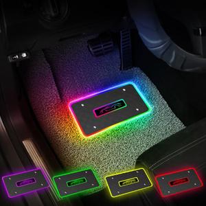 Car LED Lights for Floor Mats, Interior Car LED Strip Lights with App Control, Luminous Ambient Neon Lighting Kits, Universal Automotive Floor Mats (Plaid - USB, 4)