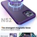 360° Rotatable Magnetic Stand for iPhone 15 Case Compatible with Mag-Safe 16FT Military Drop Protection, Anti-Scratch/Fingerprint Shockproof iPhone 15 Phone Case(Matte-Purple)
