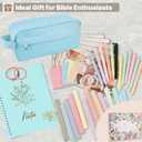 Bible Study Supplies Journaling Kit - Bible Highlighters and Pens No Bleed Tabs Pencil Case Sticky Notes Washi Tapes Cross Paper Clips, Christian Gifts for Women Men Teen Adult Beginner - Blue