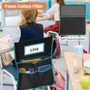 24 Pack Chair Pockets for Classrooms, 20 x 17 Inch Seat Sacks for Classroom Chairs k-2 with Name Slots, Tags and 3 Pockets, Suitable for Kindergarten, School, Home, Office (Black)