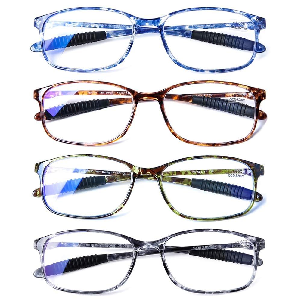 Many Type Reading Glasses Blue Light Blocking Glasses Readers for Women Men 4 pack