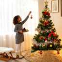 42" Christmas Tree Collar, Hand Woven Hyacinth Christmas Tree Base - 8 Piece Rustic Farmhouse Style Tree Skirt Replacements for Artificial Trees, Fits Below 41" Tree Stand, Natural Hyacinth