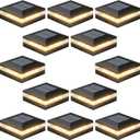 Viewsun 12 Pack Solar Post Cap Lights, 3 Color Modes Fence Post Solar Outdoor with 72 LEDs, IP65 Waterproof Deck Lights Decorating for Fence, Deck, Garden, Fit 4x4 Wooden/Vinyl Posts (Black)