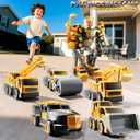 MSKOLER Robot Toys for Kids 3-5 Magnet Transforming Robot 5-in-1 Educational Toys Easy DIY Assembling Vehicle Playsets for Boys and Girls (Yellow)
