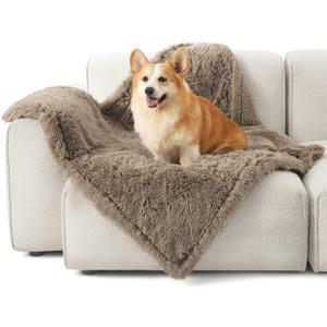 Bedsure Waterproof Dog Blankets for Medium Dogs - Calming Cat Blanket for Couch Protector Washable, Long Faux Fur Pet Throw Blanket for Puppy, Reversible Furniture Protection, 30"x40", Brown