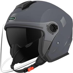 SanQing Motorcycle Open Face Helmet DOT Approved 3/ 4 Half Helmets for Motor-Bike Scooter Biker Adult Men Women (Grey, Large)
