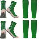 1 Set Anti-Slip Grip Soccer Socks with Shin Guard Sleeves, Sports Athletic Socks for Men