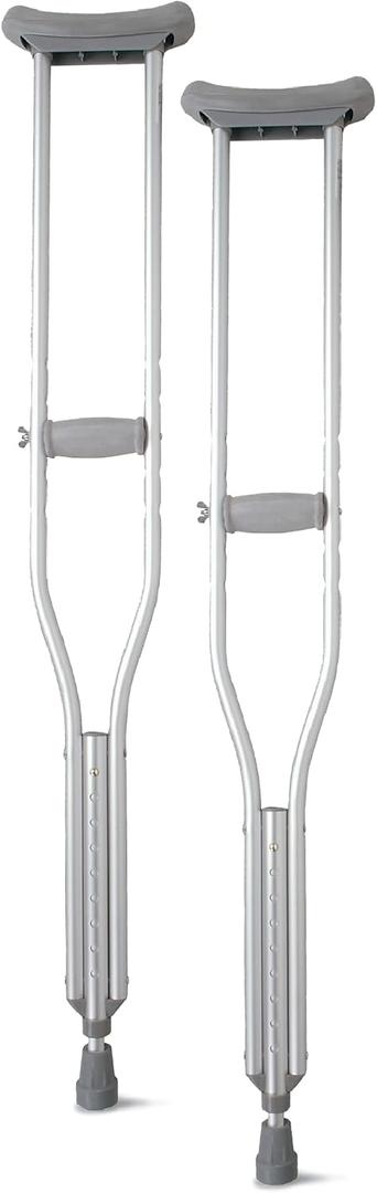 Medline Aluminum Crutches for Kids, Adults & Seniors, Walking Aid, 300 LB Weight Capacity,1 Pair, Fitting 5'2" - 5'10"
