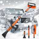 JAMIEWIN 41" Long Handle Ice Scraper and Snow Brush for Car Windshield, Extendable Car Snow Scraper and Brush with Squeegee & Ergonomic Foam Grip Snow Remover for Car Trucks SUVs