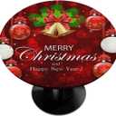 Pardick Christmas Decor Round Fitted Tablecloth Xmas Red Circle Table Cover with Elastic Wipeable Outdoor Round Table Cloths for Kitchen Party Patio Holiday Decorate Size 48 Fit for 45"-50" Tables (Z02-Xmas 3)