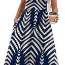 OFEEFAN Summer Dresses for Women Flowy Casual A-Line Midi Dress Beach Vacation Sundresses with Pockets Size Small