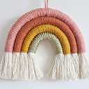 Rainbow Wall Hanging, Macrame Woven Rainbow Wall Decor, Baby Room Decor, Nursery Gift (Sunrise, 7x7x0.78in)
