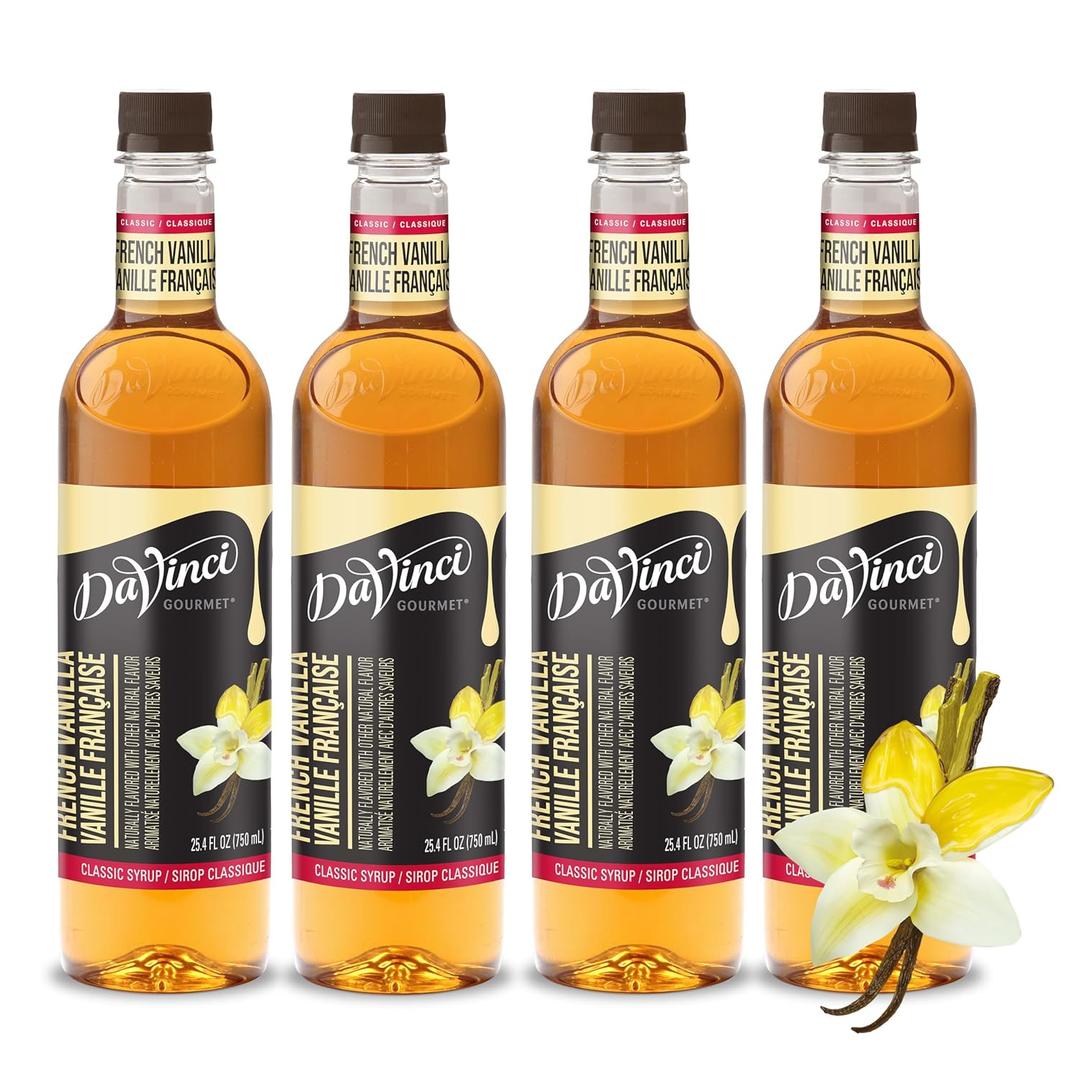 DaVinci Gourmet Classic French Vanilla Syrup, 25.4 Fluid Ounces (Pack of 4), Best Before 05 December 2026 