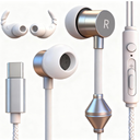 cwuiga Air Tube Headphones USBC | EMF Free Anti Radiation Wired Earbuds with Microphone for Hearing Protection | HD Sound & Clear Calls | Volume Control, USB C Adapter for iPhone 15, Android, Laptop