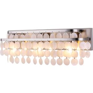 TOCHIC Bathroom Vanity Light with Natural Capiz Shell Shade, Brushed Nickel Coastal 3 Lights Vanity Light, Modern Wall Mount Lighting Fixture for Mirror Cabinets, Powder Room, Bedroom Living Room 23W