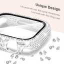 KADES Compatible for Apple Watch Series 10 46mm/42mm Series 9 8 7 45mm/41mm Series 6 5 4 SE 44mm/40mm Series 3 2 1 42mm/38mm, Sparkling Bling Diamond Band with Full Diamonds Case (Silver with Black Pearl Shell)