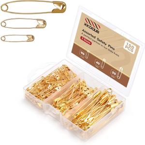 Safety Pins - 150 Pcs Assorted Sizes Gold Pins Bulk - Small & Large Heavy Duty for Clothes, Sewing, Craft