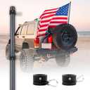 HIBLE 6 Foot Carbon Fiber Flag Pole for Truck, Jeep, Pickup, RV, Vehicle, 1.25 Inch High Speed Flag Pole with Tangle Free Spinners (2 Sections, Fit 1.3-1.5 Inch Hitch Mount) (Metallic Glitter)